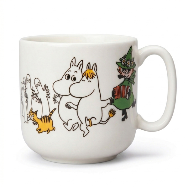 NEU, OHNE ETIKETT Mumin Kindergeschirr-Set, Gl&uuml;ckliche Familie (Becher 0,2 l und Teller 18 cm)