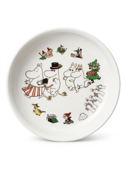 NEU, OHNE ETIKETT Mumin Kindergeschirr-Set, Gl&uuml;ckliche Familie (Becher 0,2 l und Teller 18 cm)
