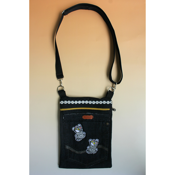 Ihanaiset&reg; Jeans-Tasche (schwarzer Denim, 2 Katzen)