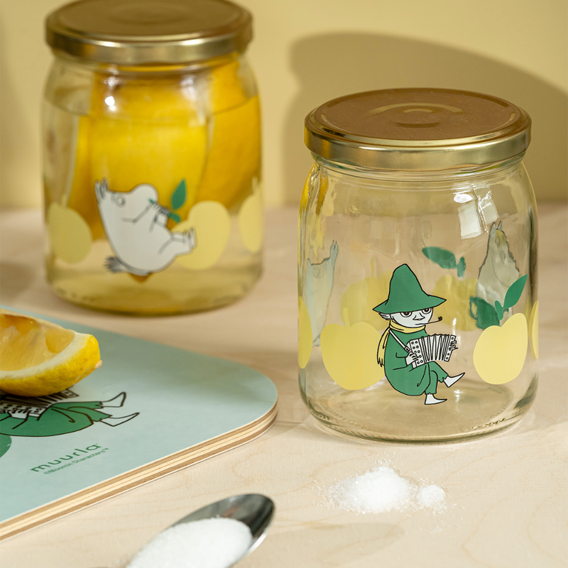 Muurla Mumin Glasdose Fr&ouml;hliche &Auml;pfel, 0,5 L