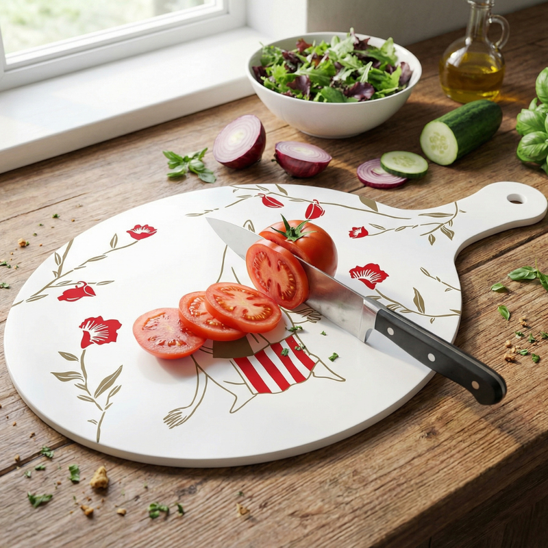 Servierplatte / Schneidebrett mit Griff, Mumin Teestunde