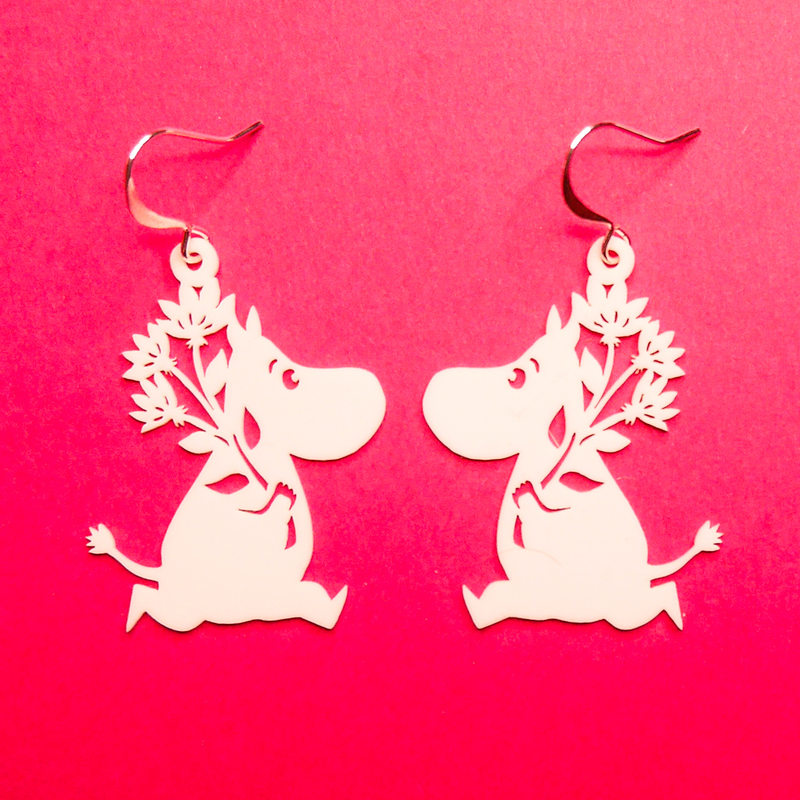 Coruu Mumintroll und Blumenstrau&szlig; Ohrringe, Silikon